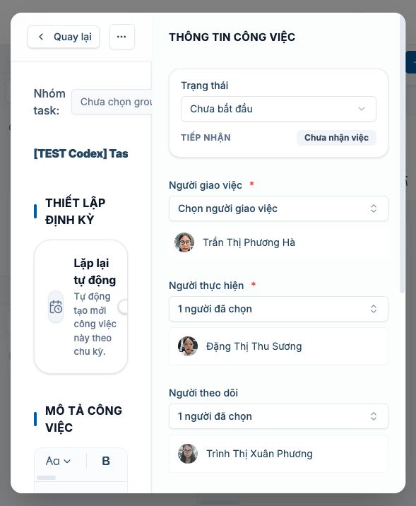 Employee click notification mở đúng task